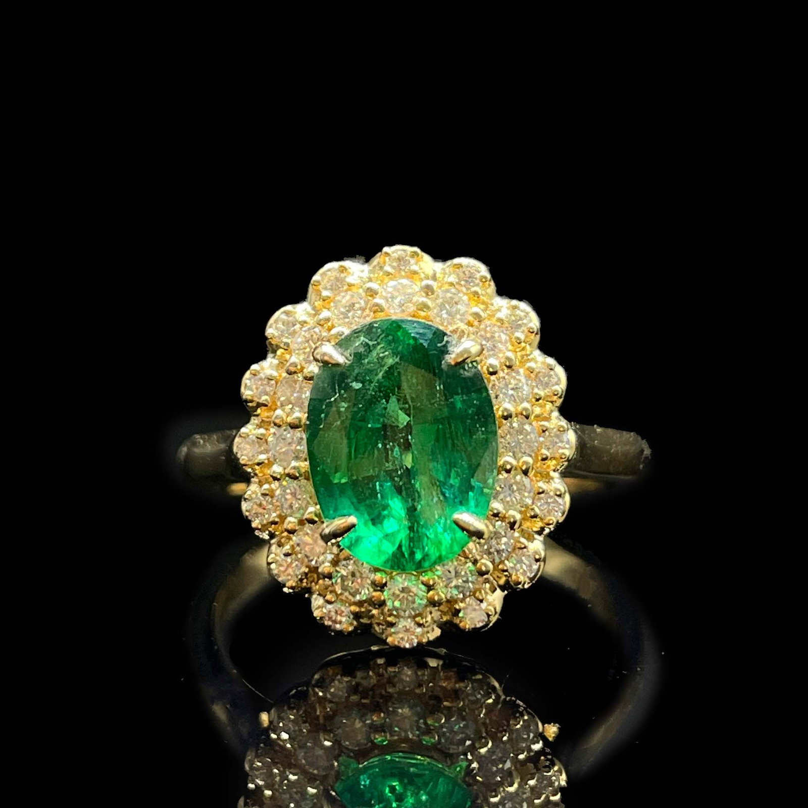 14k Gold 2.58 Ctw Natural Emerald & Diamond Ring (1 of 6)