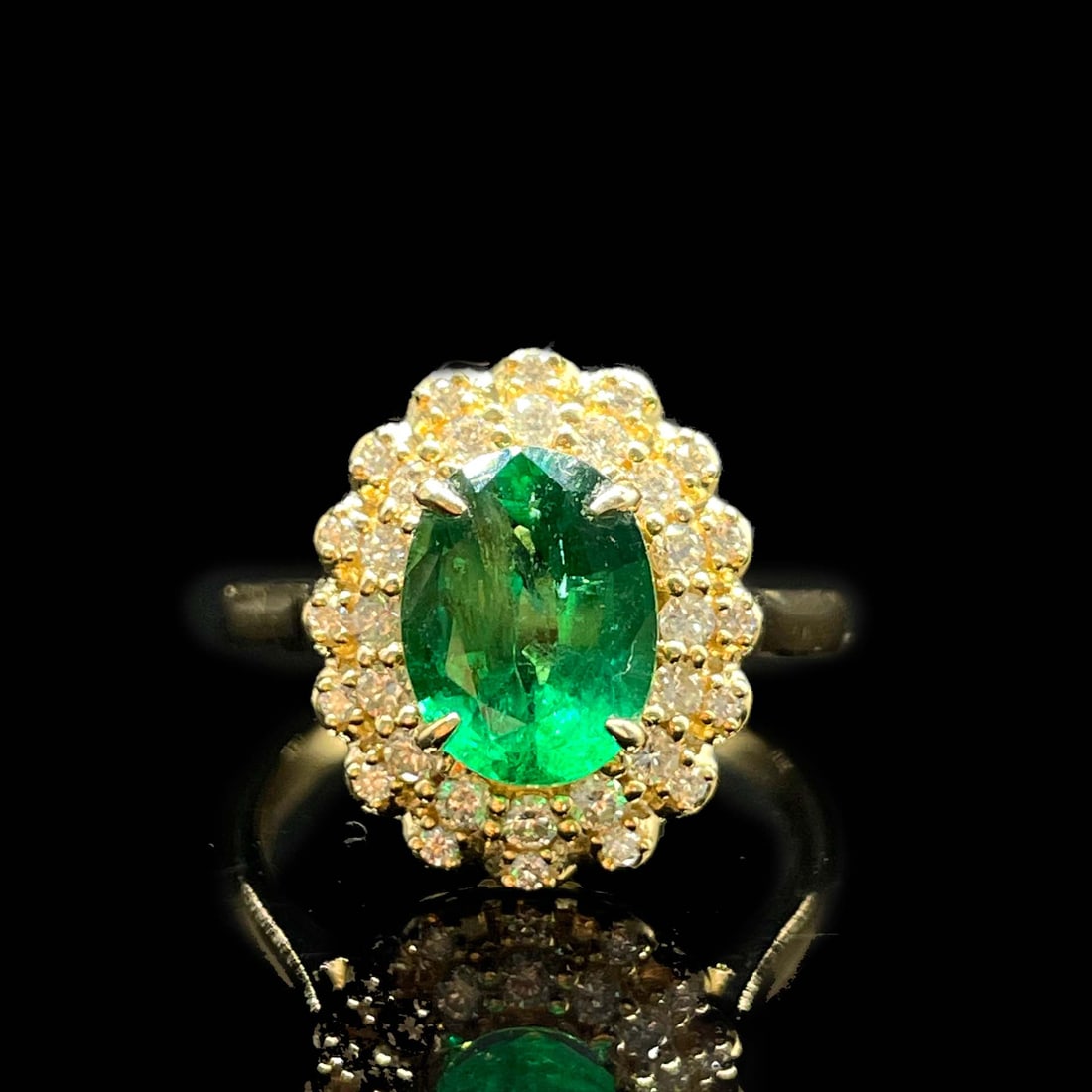14k Gold 2.58 Ctw Natural Emerald & Diamond Ring - 5