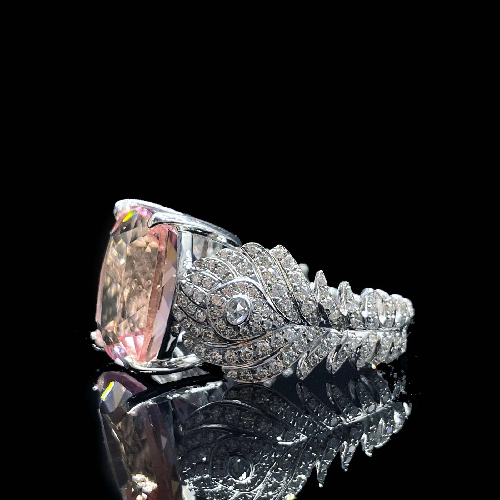 14k Gold 7.32 Ctw Natural Morganite & Diamond Ring - 3