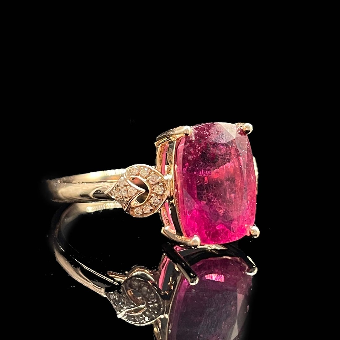 14k Gold 4.52 Ctw Natural Tourmaline & Diamond Ring - 2