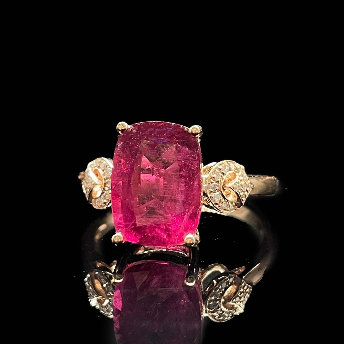 14k Gold 4.52 Ctw Natural Tourmaline & Diamond Ring - 3