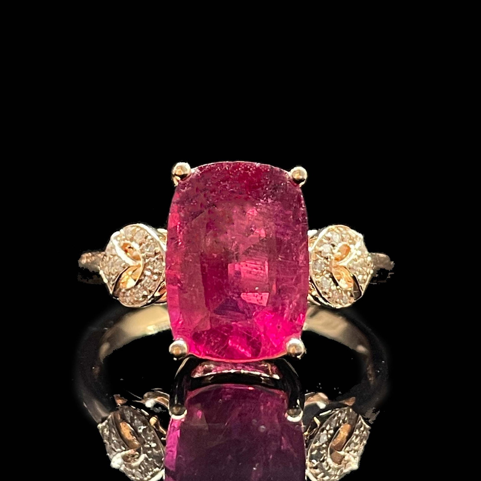 14k Gold 4.52 Ctw Natural Tourmaline & Diamond Ring - 5