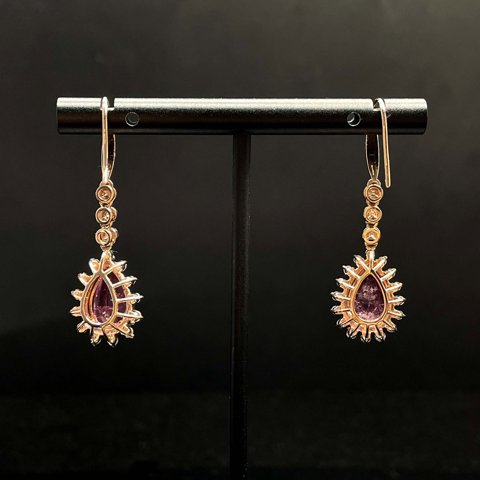 14k Gold 4.07 Ctw Natural Tourmaline & Diamond Earrings - 5