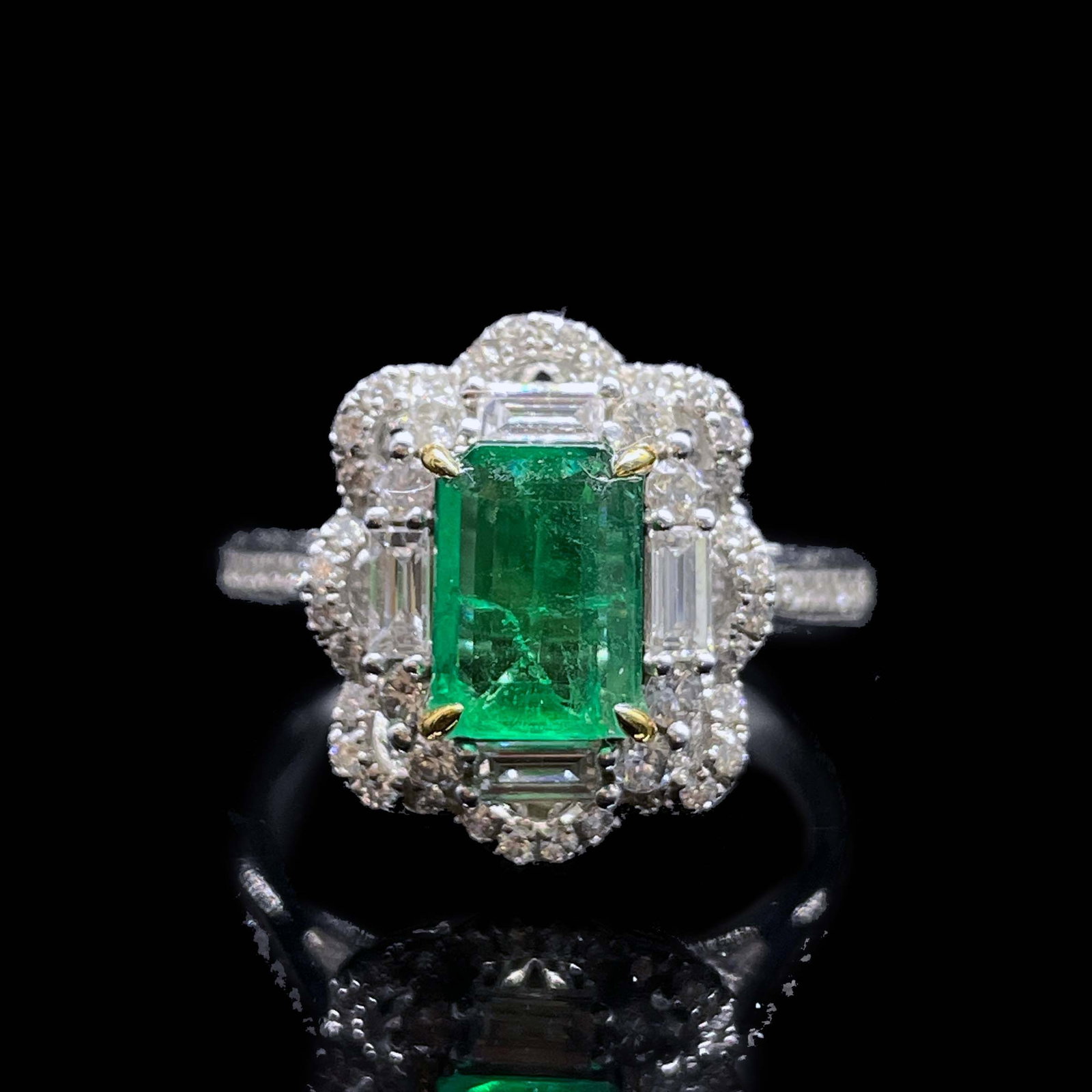 14k Gold 1.43 Ctw Vivid Green Natural Emerald & Diamond Ring/pendant( Without Chain ) - 2