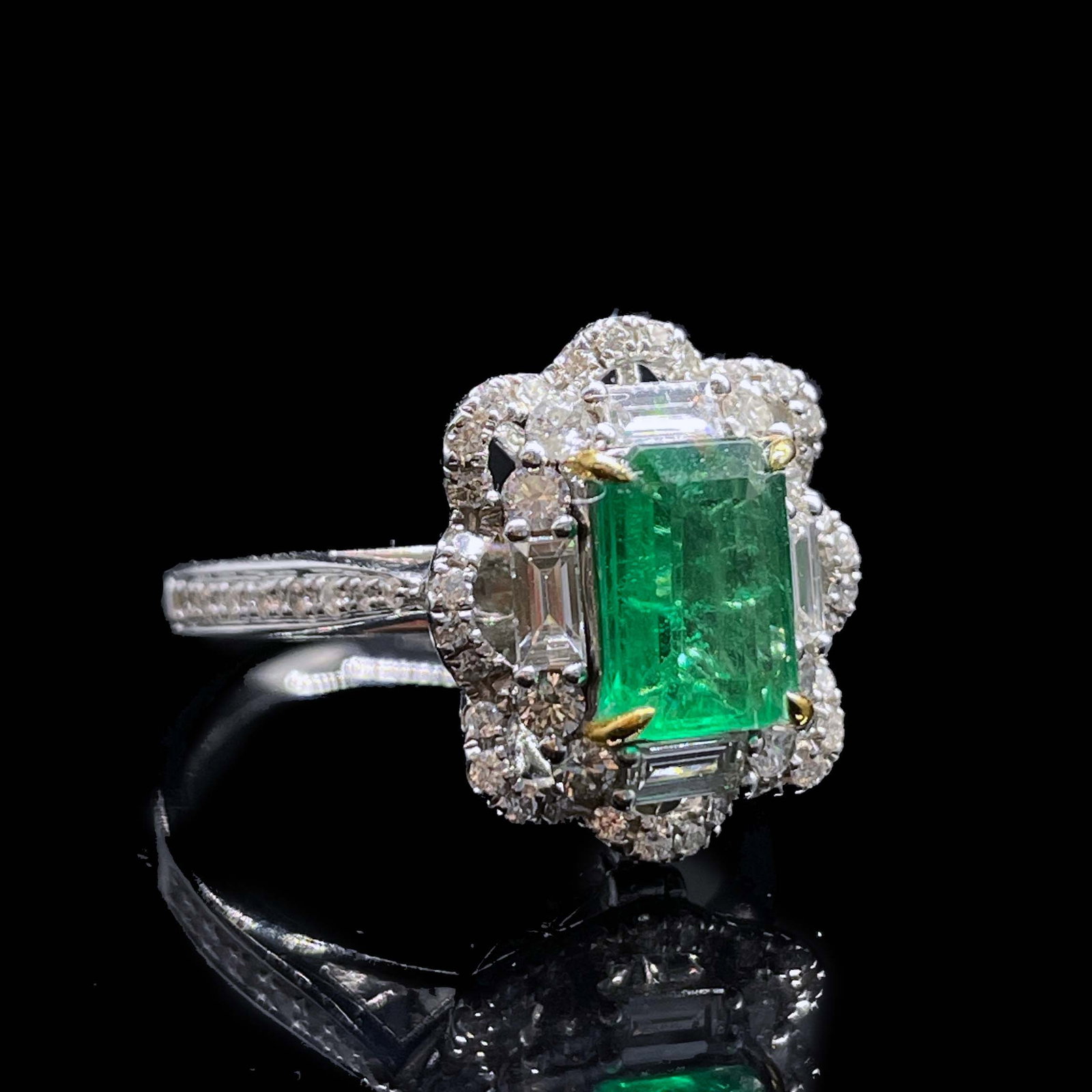 14k Gold 1.43 Ctw Vivid Green Natural Emerald & Diamond Ring/pendant( Without Chain ) - 3