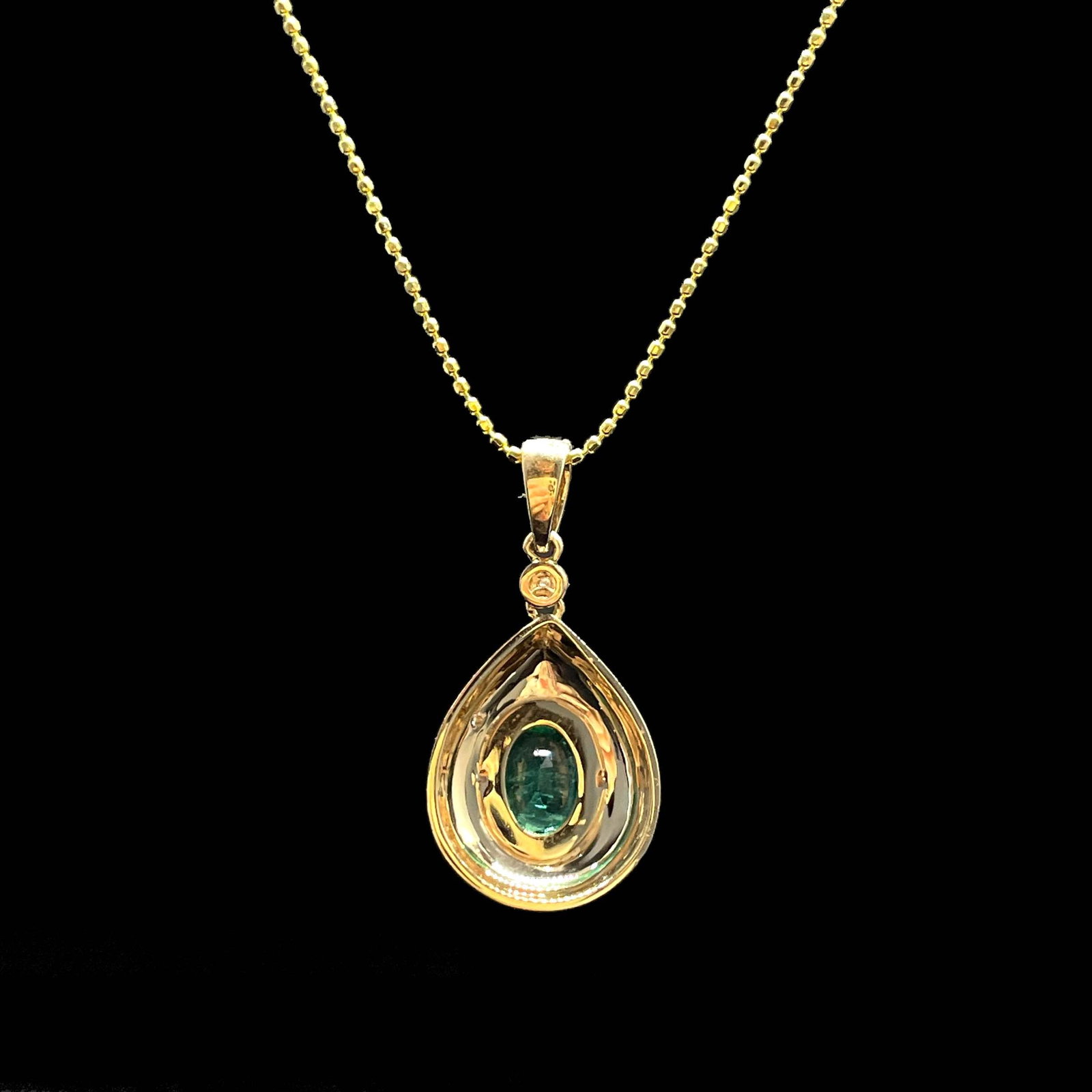 14k Gold 0.62 Ctw Vivid Green Natural Emerald & Diamond Pendant( Without Chain ) - 4