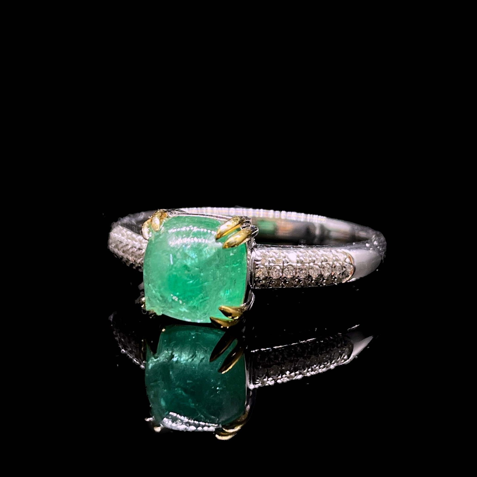 14k Gold 1.87 Ctw Natural Emerald & Diamond Ring - 3