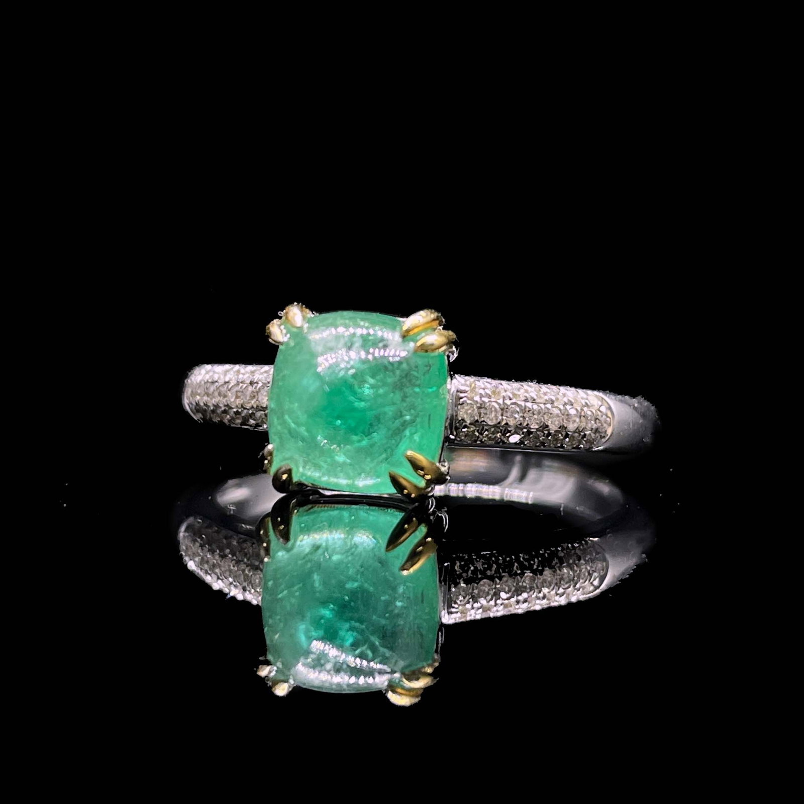 14k Gold 1.87 Ctw Natural Emerald & Diamond Ring - 4