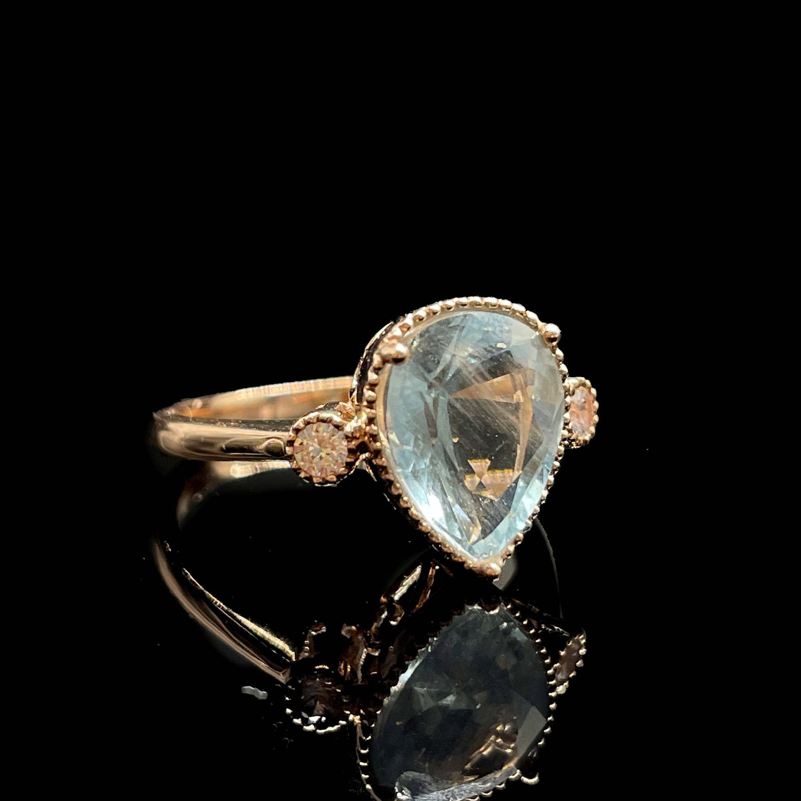 14k Gold 3.0 Ctw Natural Blue Diamond Ring - 2
