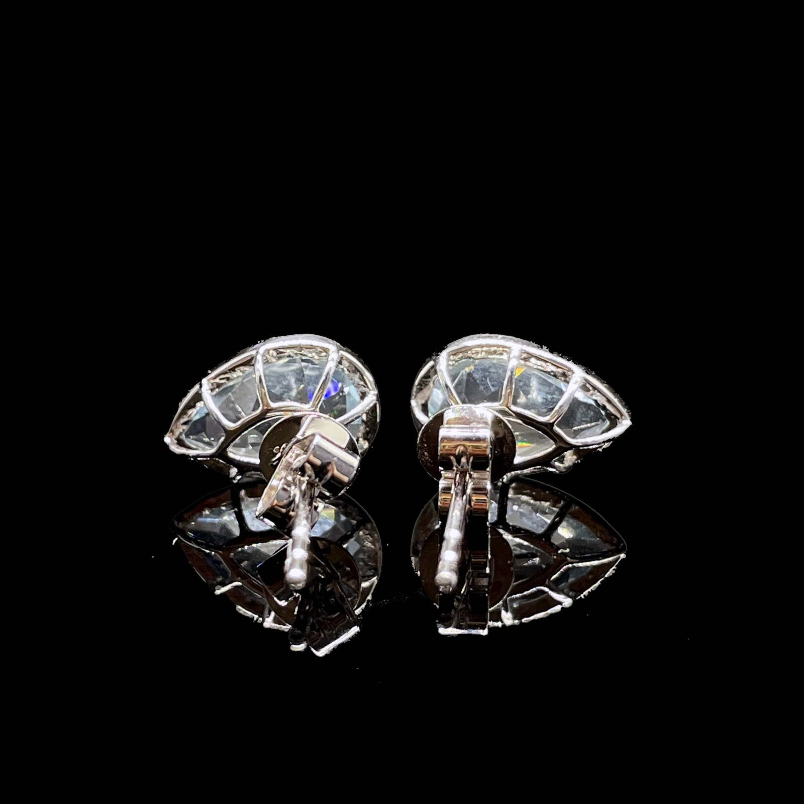 14k Gold 2.2 Ct Natural Blue Diamond Earrings - 5