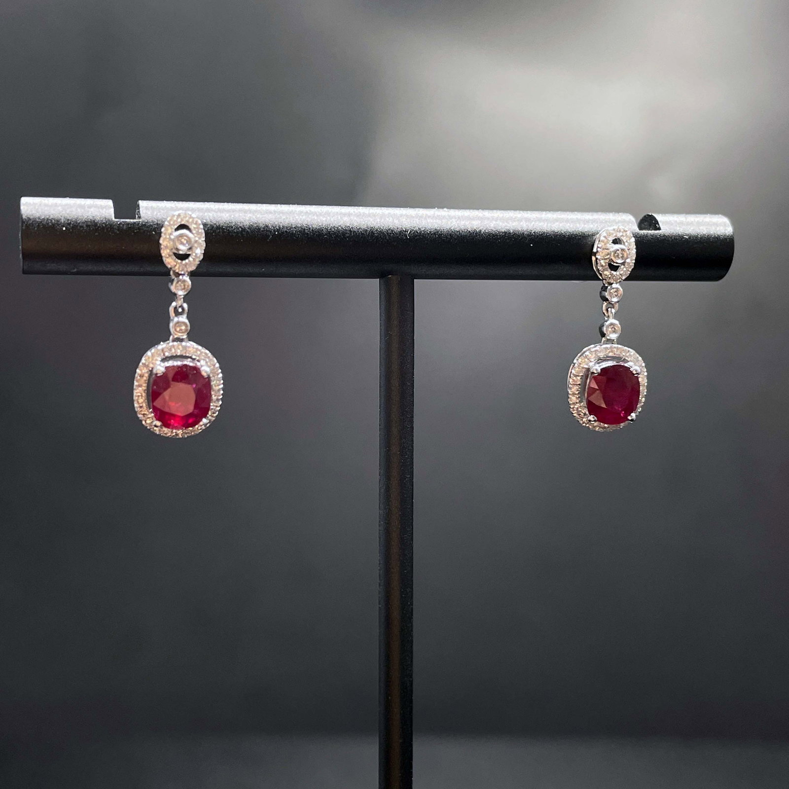 14k Gold 1.61 Ctw Natural Ruby & Diamond Earrings - 2