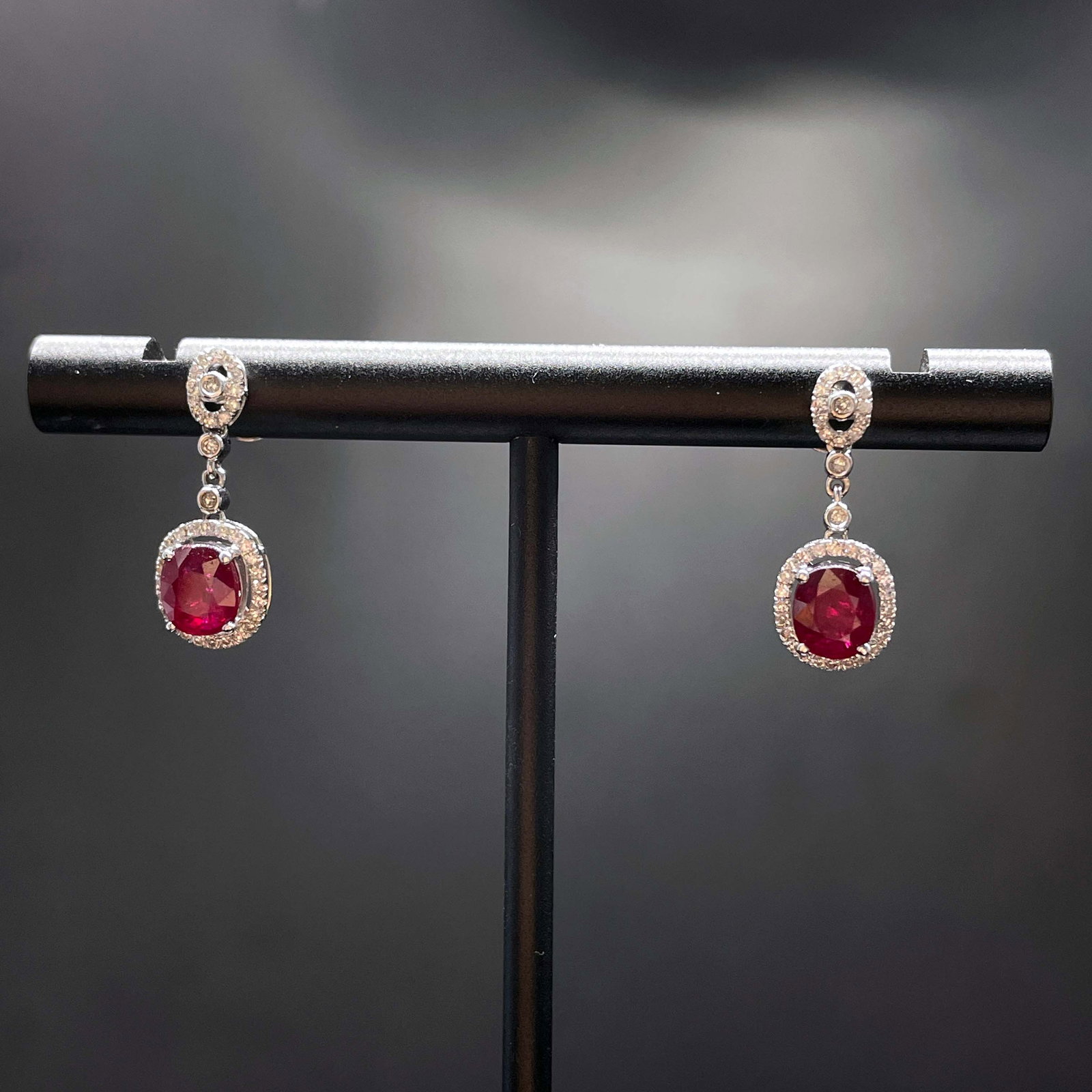 14k Gold 1.61 Ctw Natural Ruby & Diamond Earrings - 3