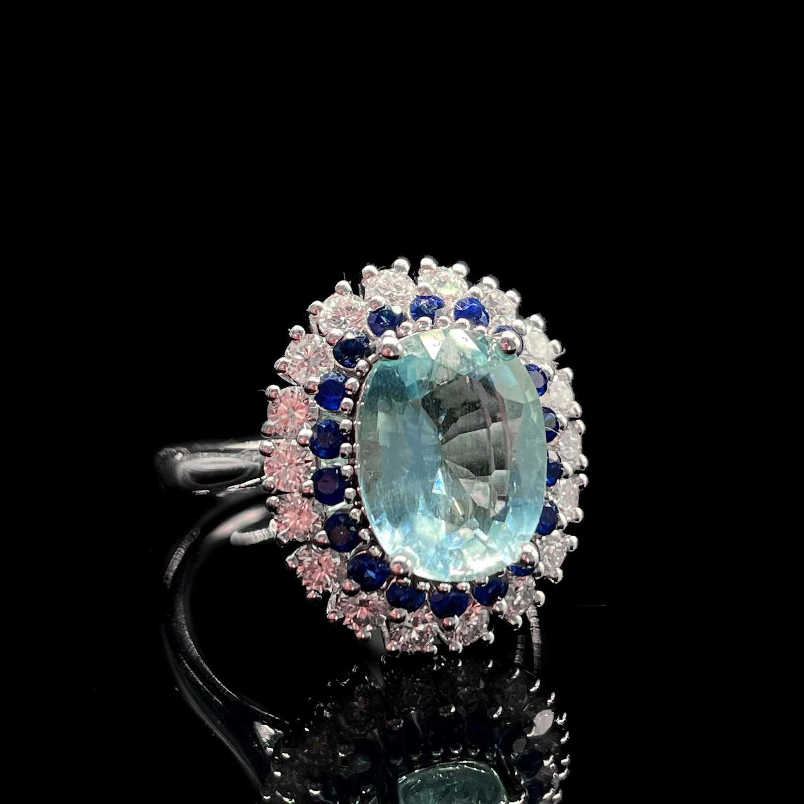 14k Gold 3.29 Ctw Natural Aquamarine & Diamond Ring - 4