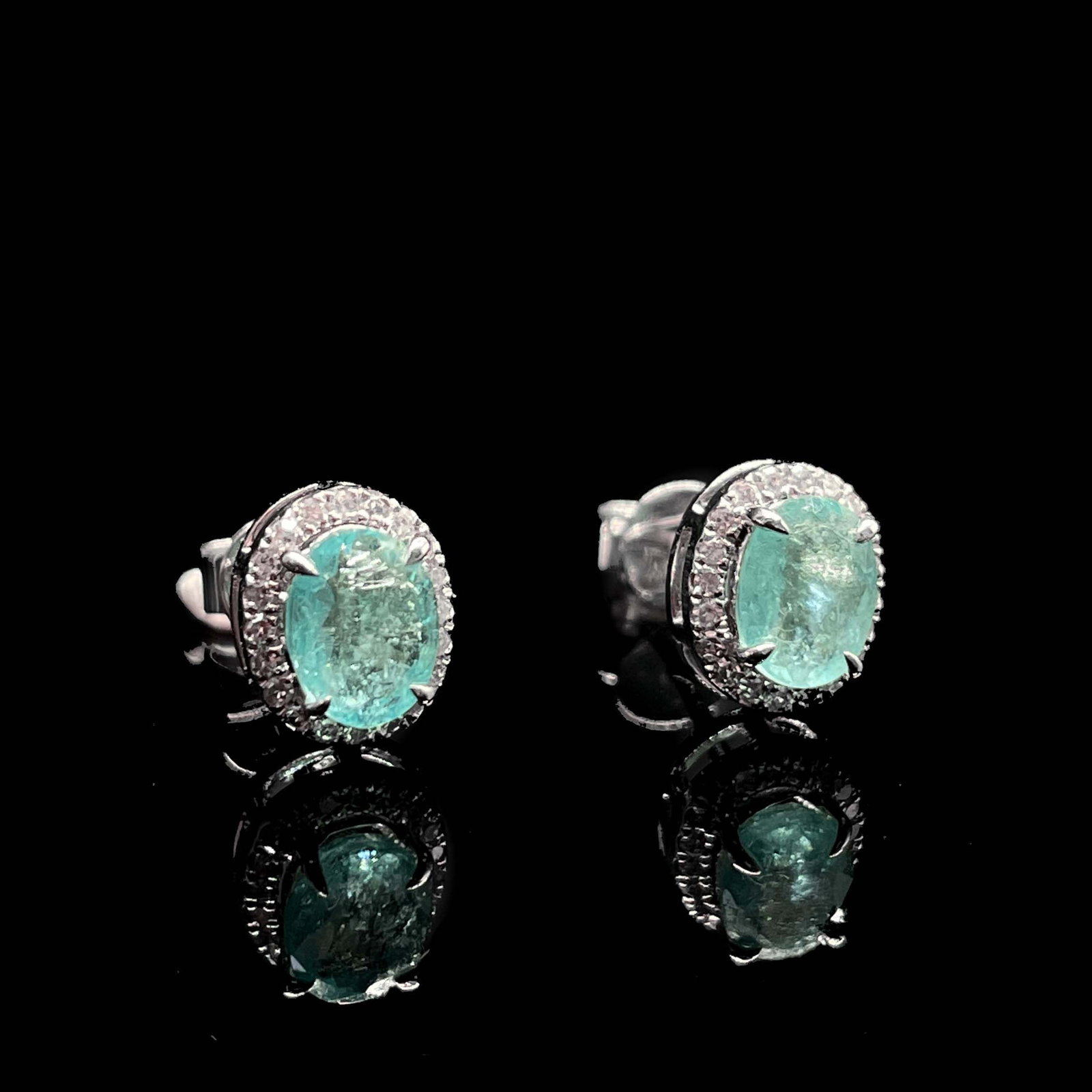 14k Gold 1.25 Ctw Natural Paraiba Tourmaline & Diamond Earrings - 3