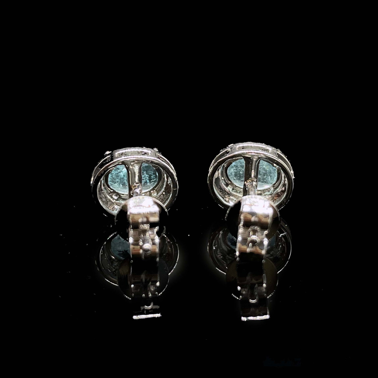 14k Gold 1.25 Ctw Natural Paraiba Tourmaline & Diamond Earrings - 5