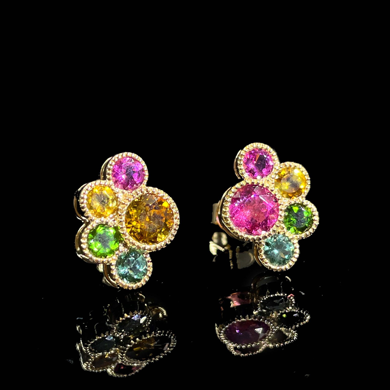 14k Gold 2.6 Ct Natural Tourmaline Earrings - 2