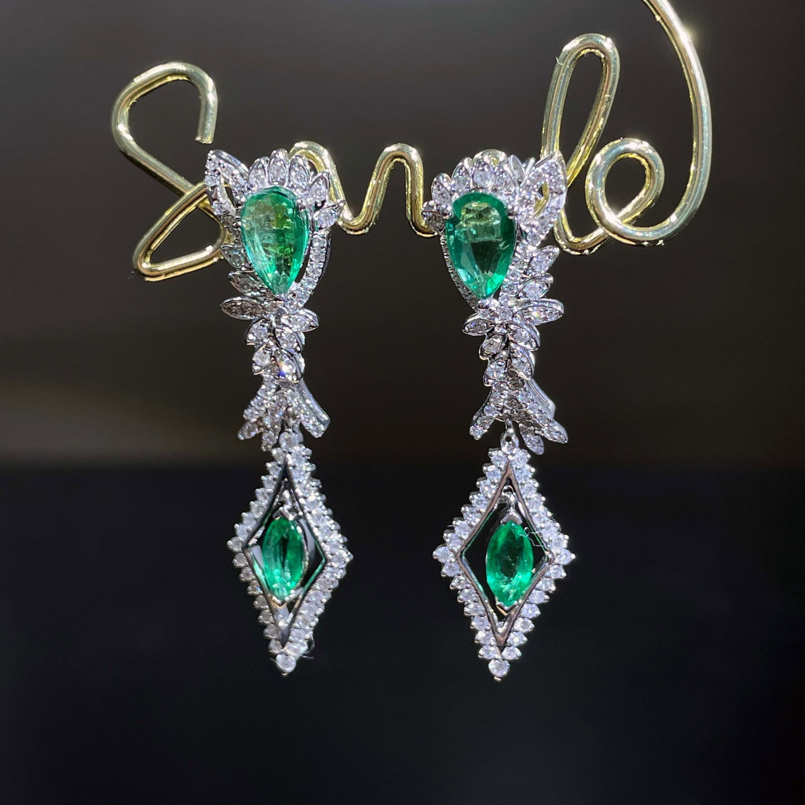 14k Gold 2.02 Ctw Natural Emerald & Diamond Earrings - 2