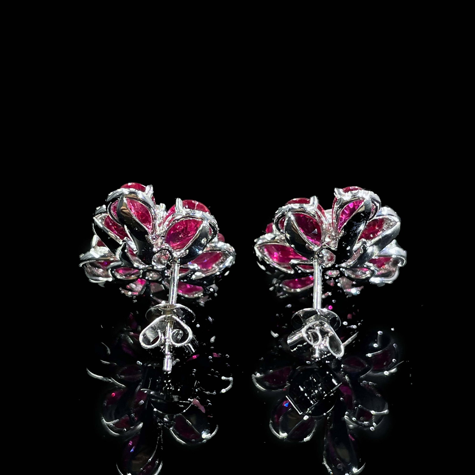14k Gold 6.58 Ctw Natural Ruby & Diamond Earrings - 3