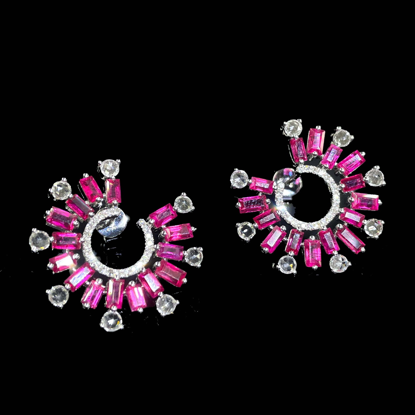 14k Gold 3.20 Ctw Natural Ruby & Diamond Earrings - 3