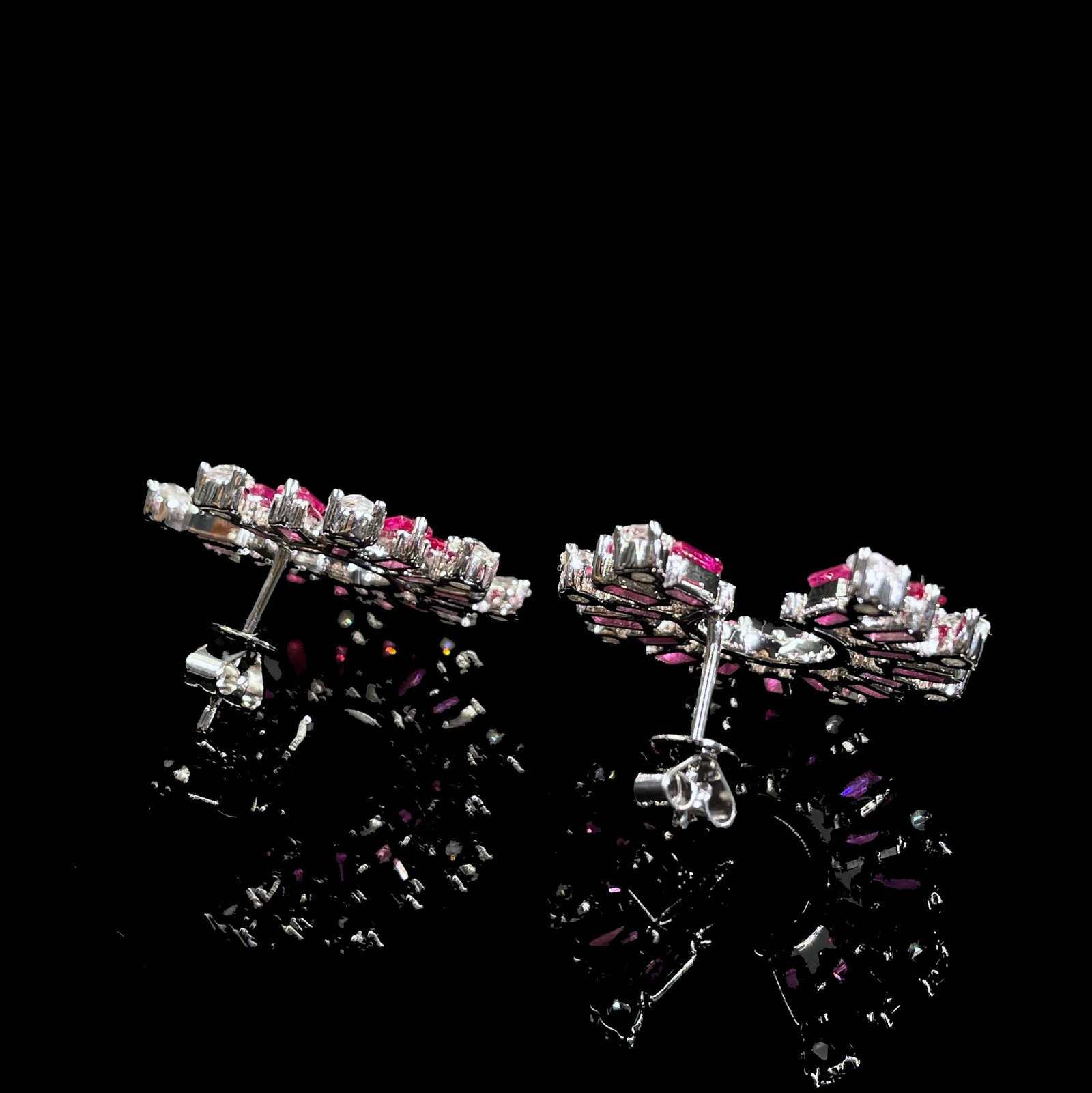 14k Gold 3.20 Ctw Natural Ruby & Diamond Earrings - 5