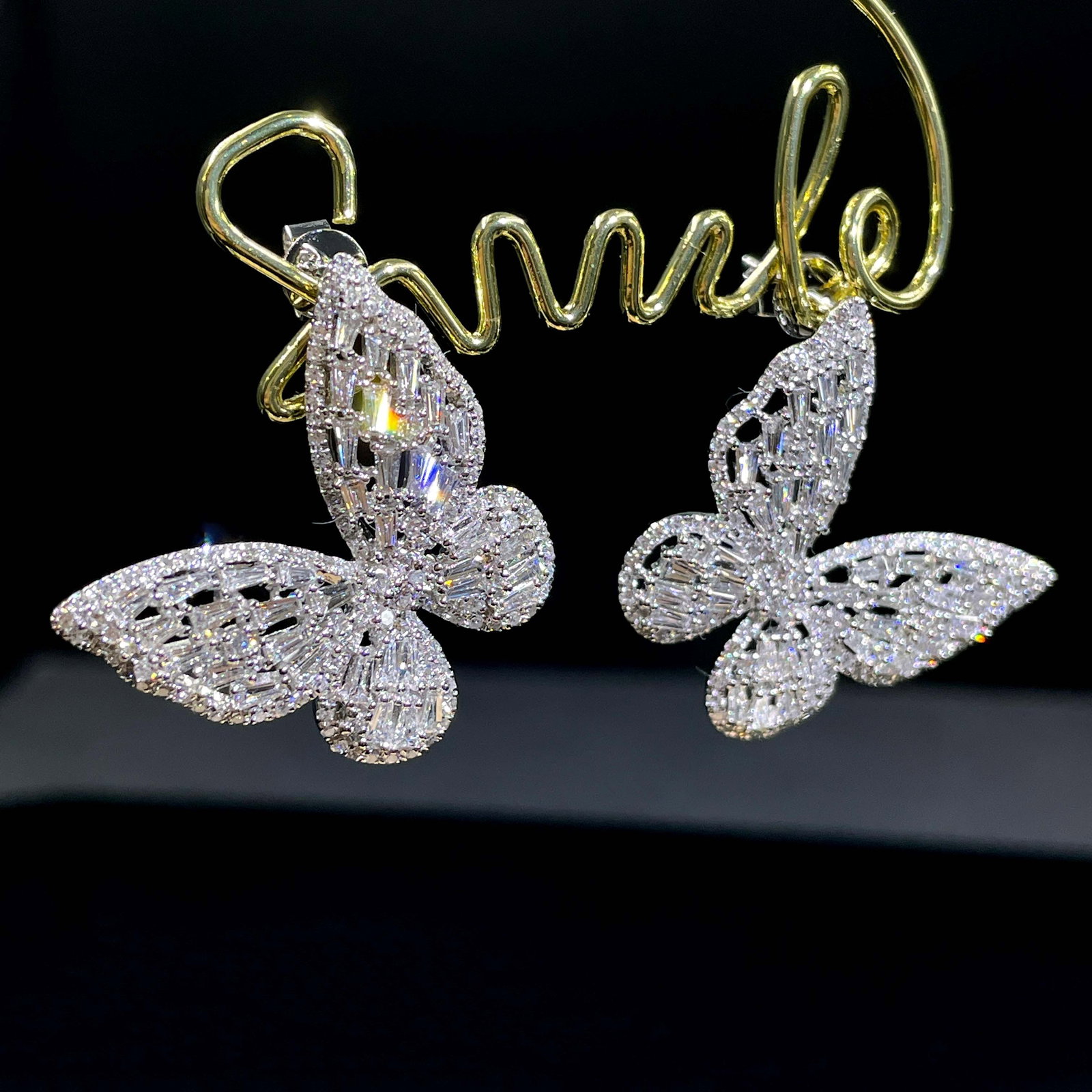 14k Gold 3.02 Ct Natural H Diamond & Butterfly Earrings - 2