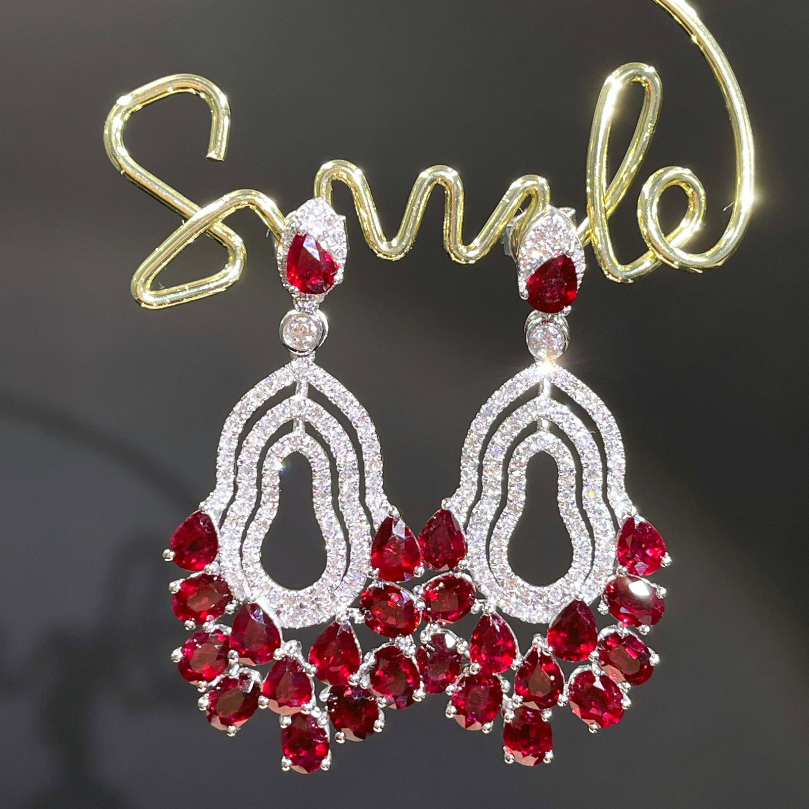 14k Gold 6.56 Ctw Natural Ruby & Diamond Earrings: Ref:231168394 // gold content:14k gold // main gemstone:ruby // shape:multiple // carat weight:5. 5ct // color:pigeonblood red // treatment:natural // // adjacent gemstone 2 : diamond // shape:round