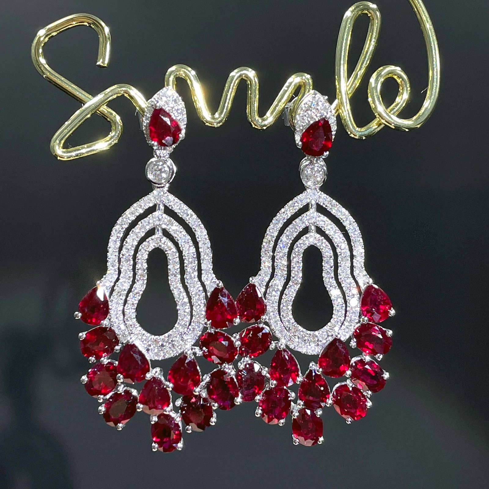 14k Gold 6.56 Ctw Natural Ruby & Diamond Earrings - 4