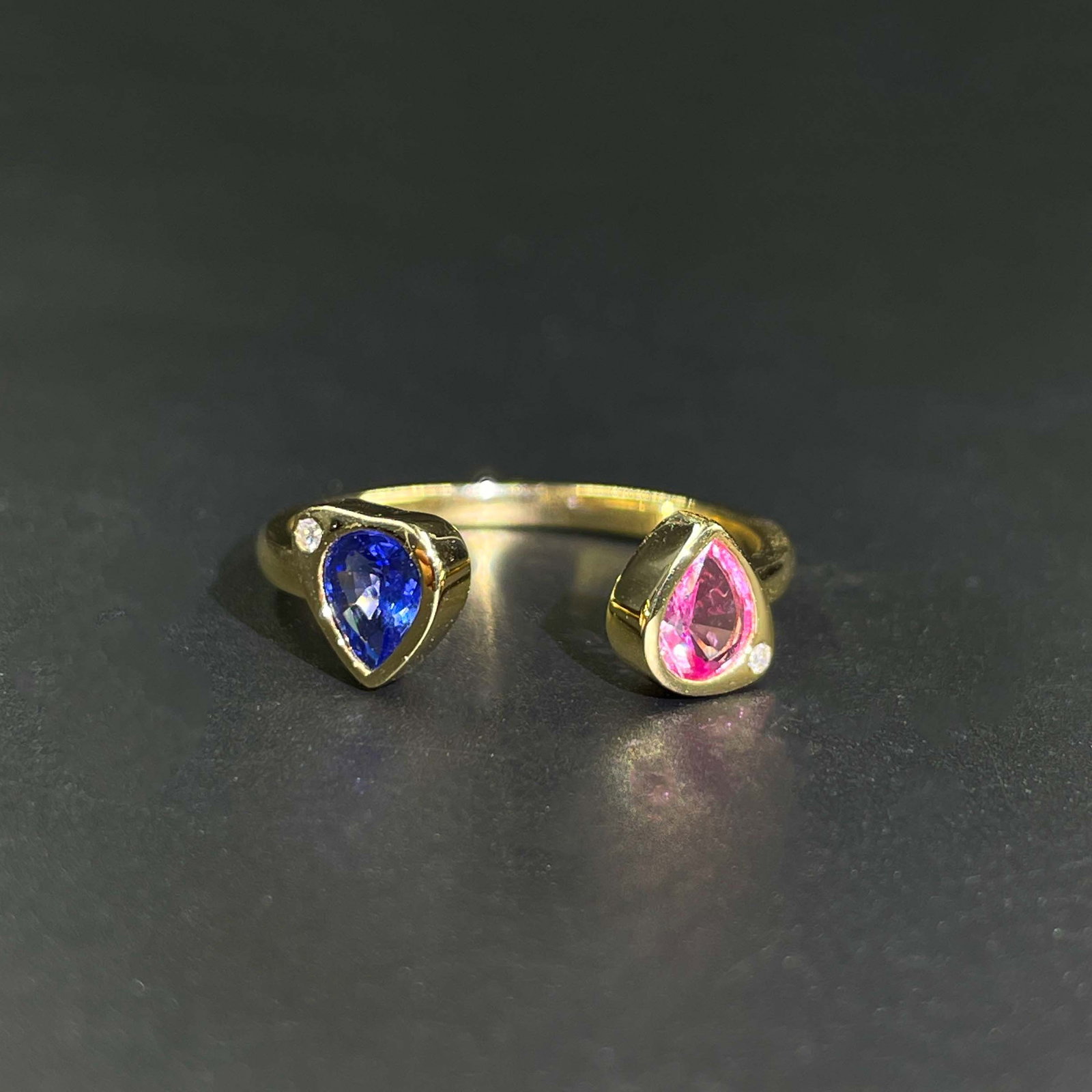 14k Gold 0.79 Ctw Natural Sapphire & Diamond & Toi Et Moi Ring (1 of 6)