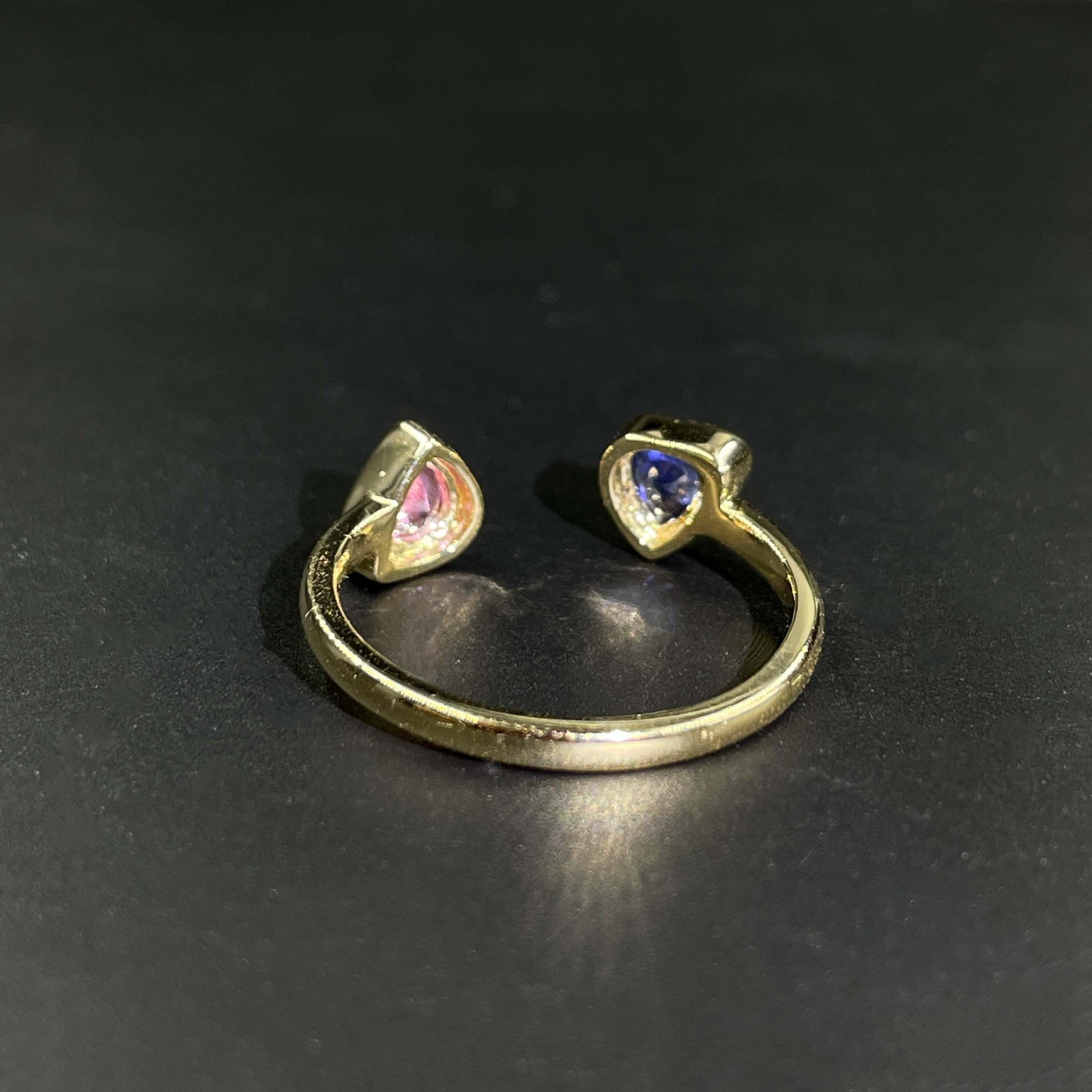 14k Gold 0.79 Ctw Natural Sapphire & Diamond & Toi Et Moi Ring - 4