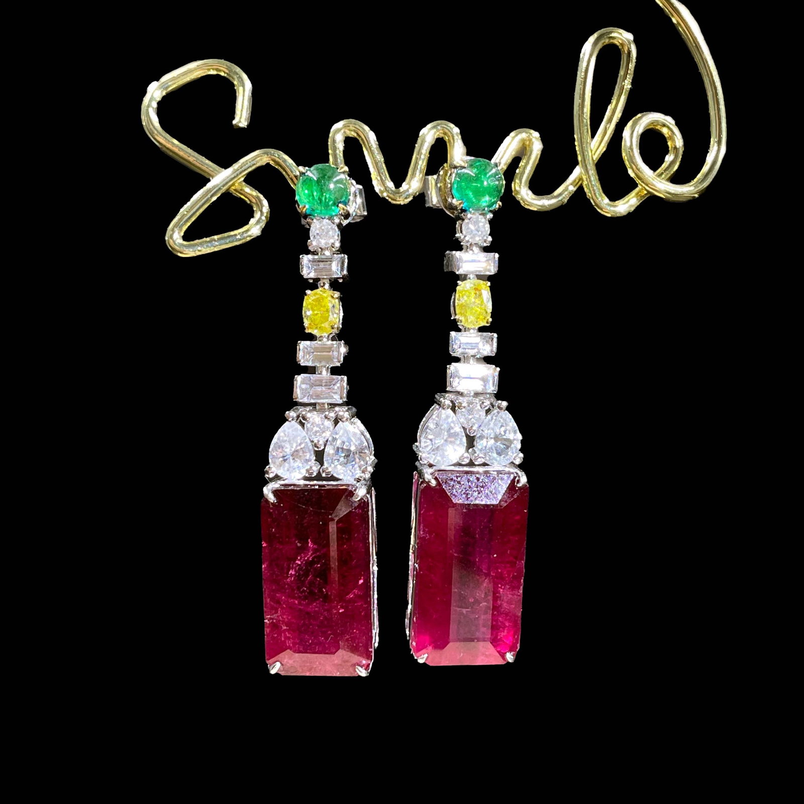 14k Gold 10 Ct Natural Tourmaline & Coloured Gemstone Earrings (1 of 5)