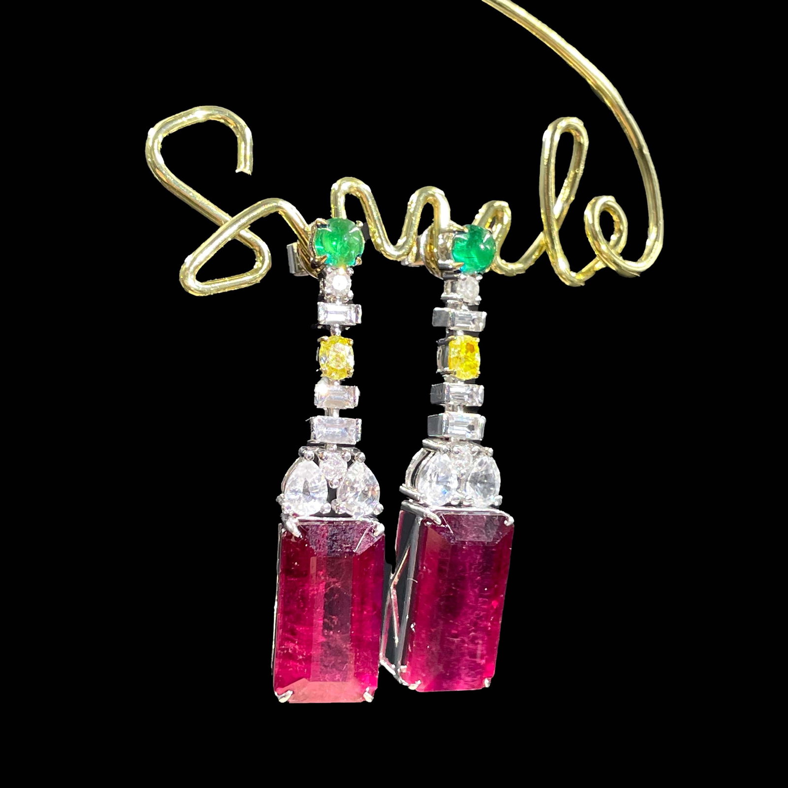 14k Gold 10 Ct Natural Tourmaline & Coloured Gemstone Earrings - 4