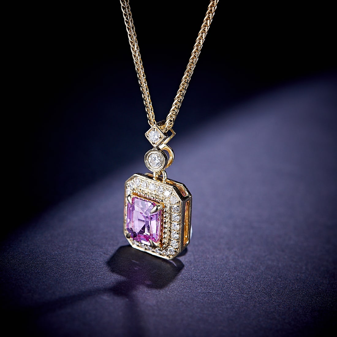 14k Gold 0.95 Ctw Natural Sapphire & Diamond Necklace - 2
