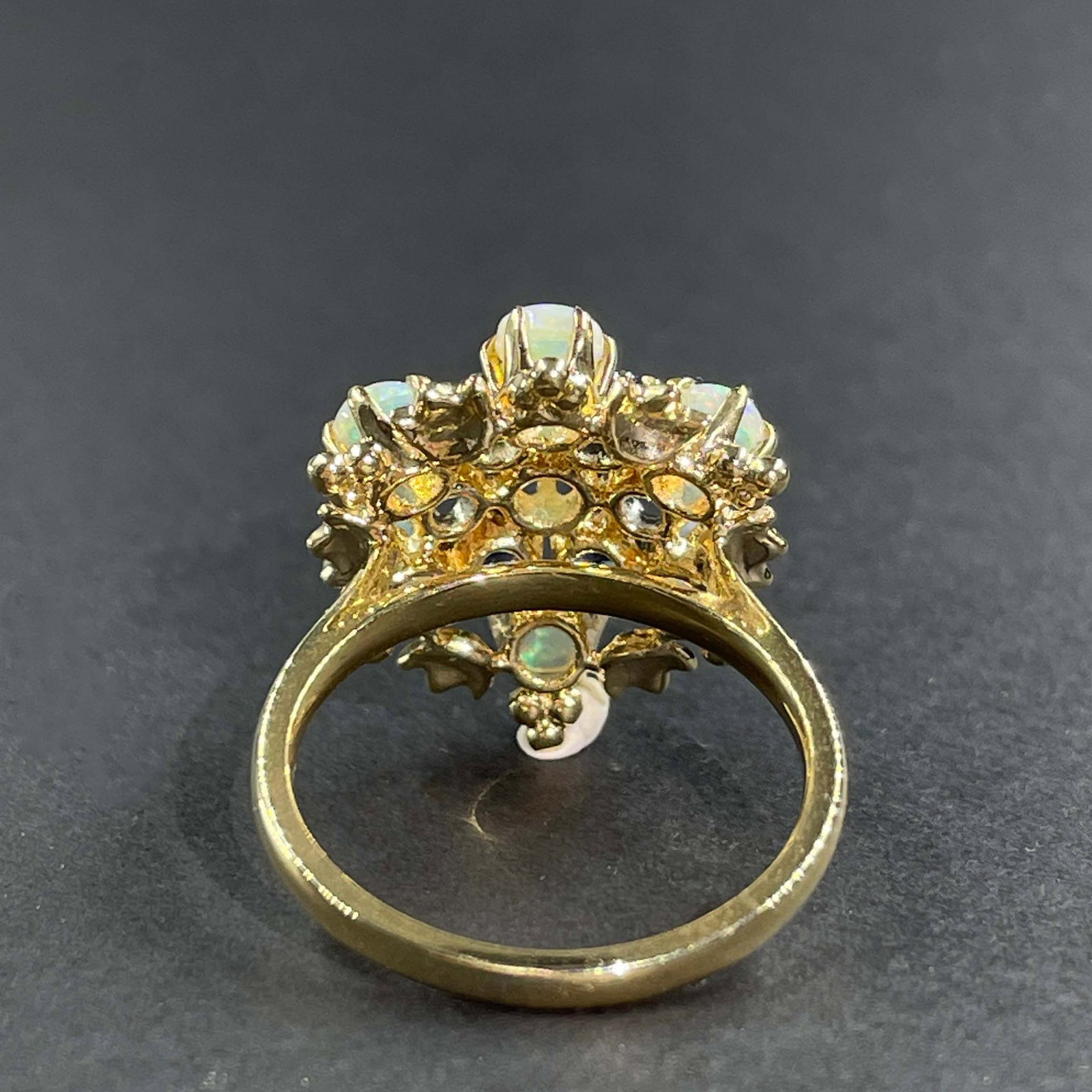 14k Gold 2.22 Ctw Natural Opal & Sapphire Ring - 5