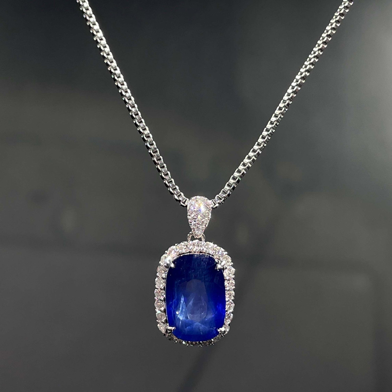 14k Gold 4.09 Ctw Natural Sapphire & Diamond Pendant( Without Chain ) - 3
