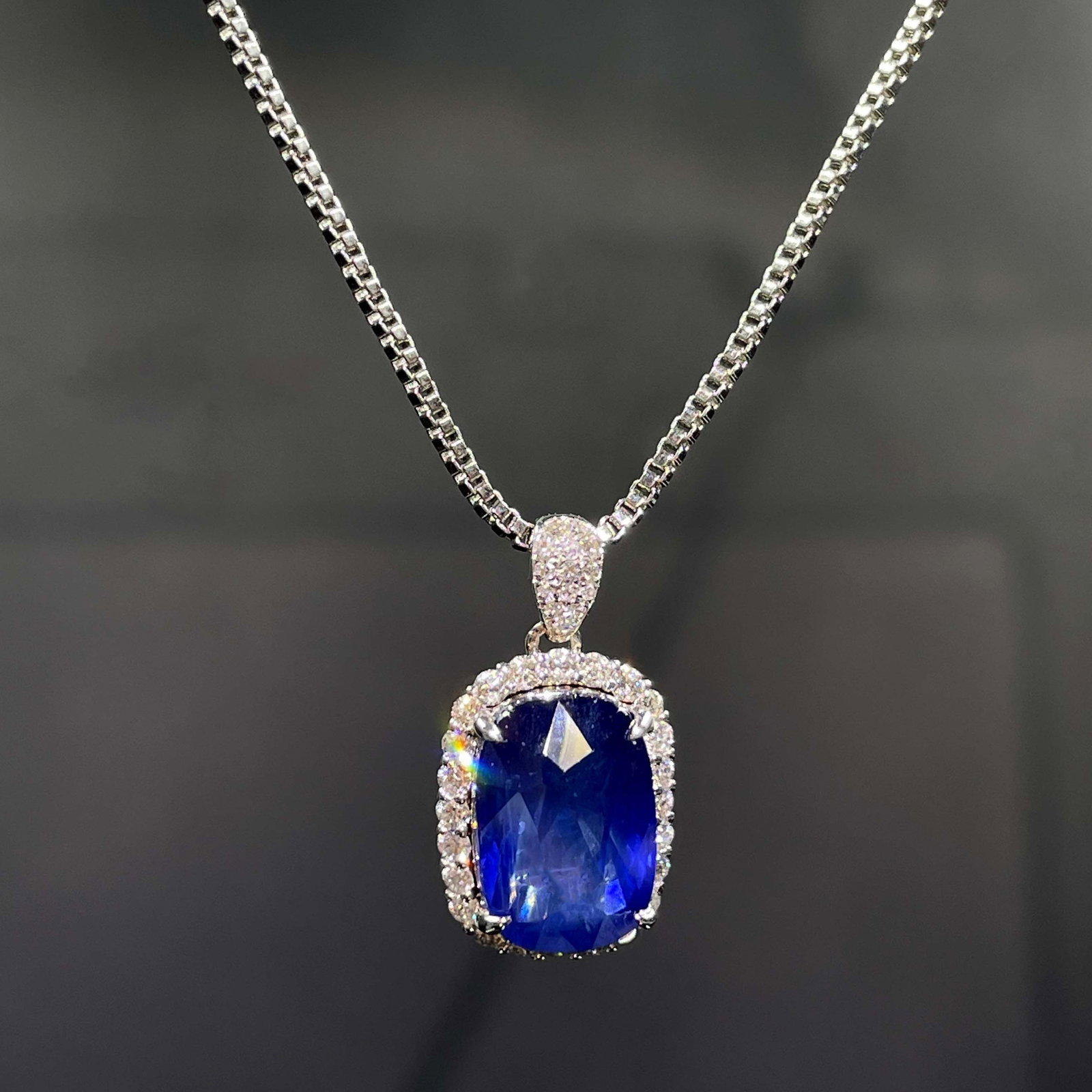14k Gold 4.09 Ctw Natural Sapphire & Diamond Pendant( Without Chain ) - 4