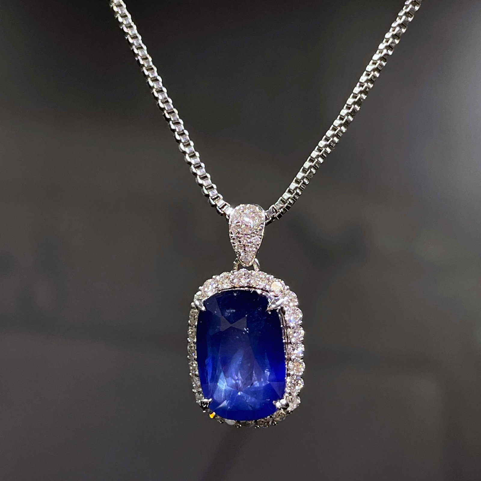 14k Gold 4.09 Ctw Natural Sapphire & Diamond Pendant( Without Chain ) - 5