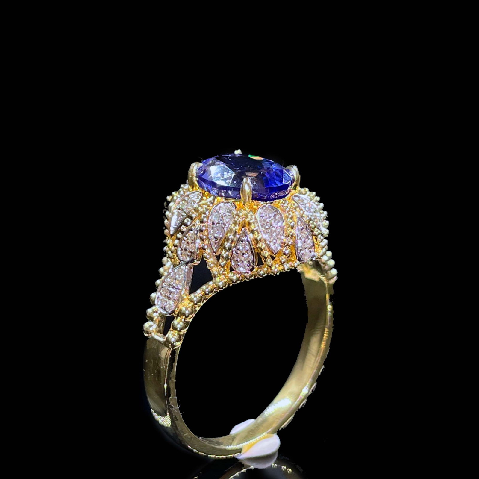 14k Gold 2.16 Ctw Natural Tanzanite & Diamond Ring - 4