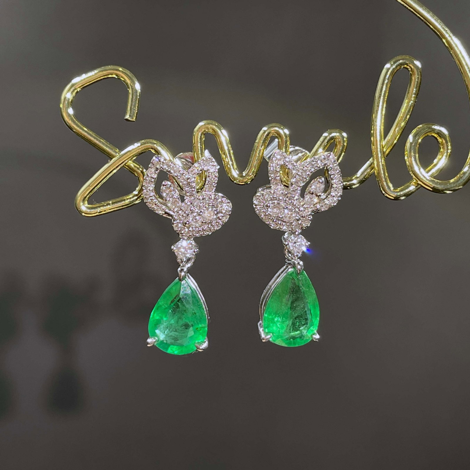 14k Gold 1.57 Ctw Vivid Green Natural Emerald & Diamond Earrings - 4