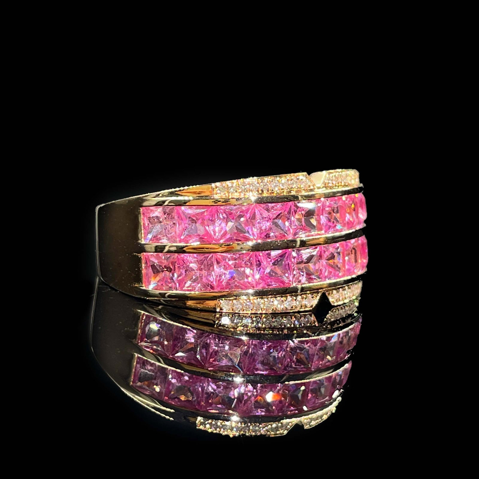 14k Gold 2.33 Ctw Natural Padparadscha Sapphire & Diamond Ring - 3