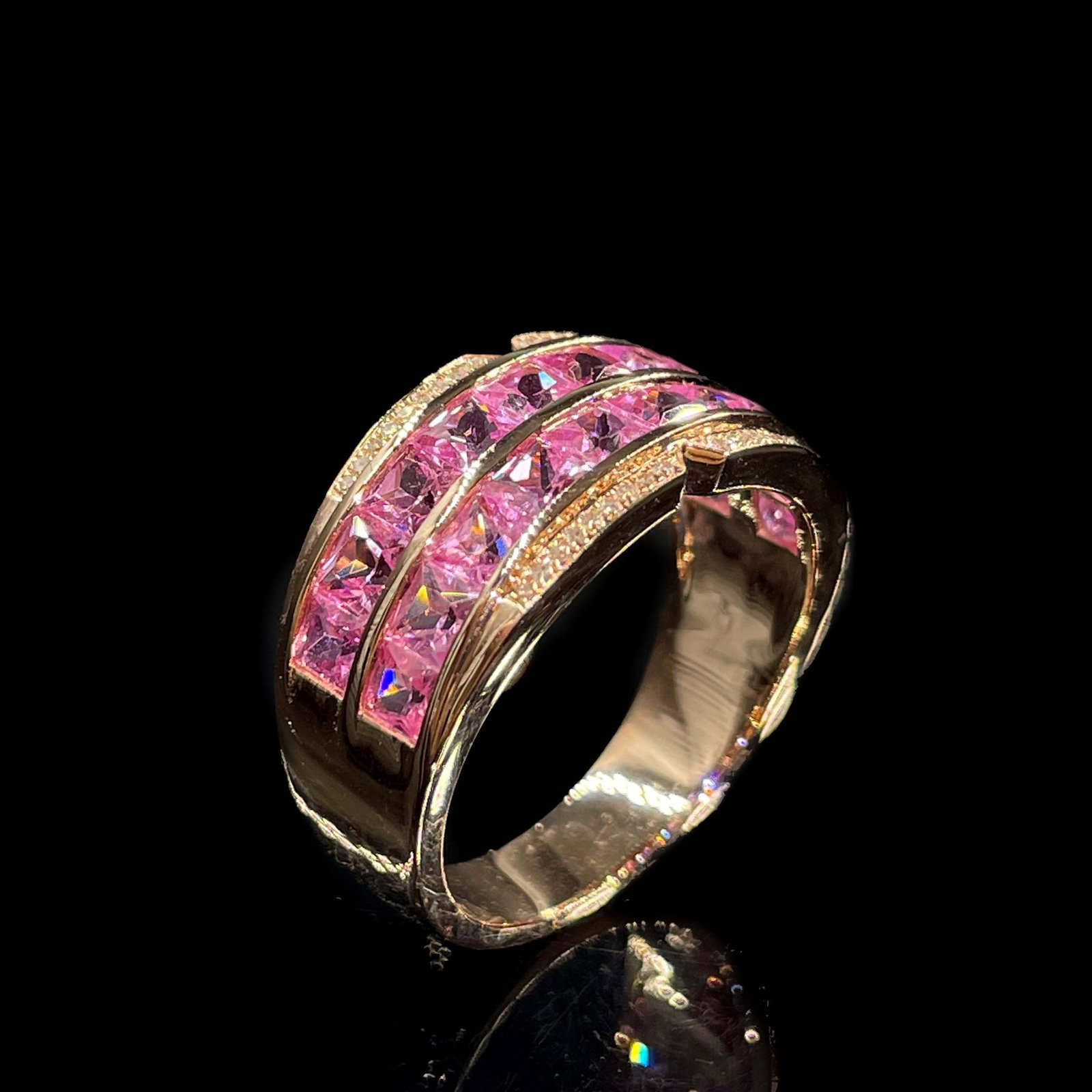 14k Gold 2.33 Ctw Natural Padparadscha Sapphire & Diamond Ring - 5