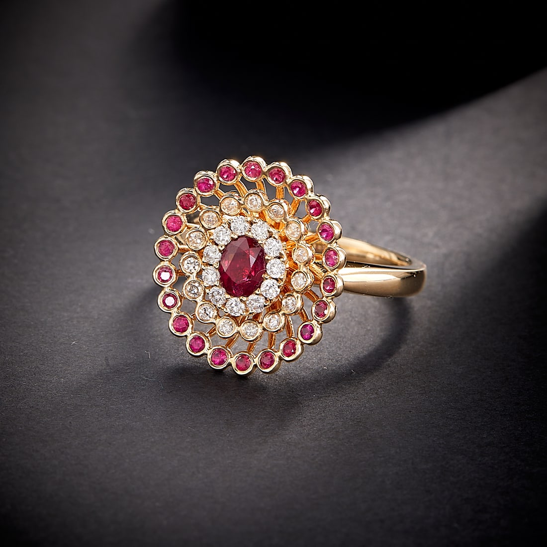 14k Gold 0.70 Ctw Natural Ruby & Diamond Ring - 2