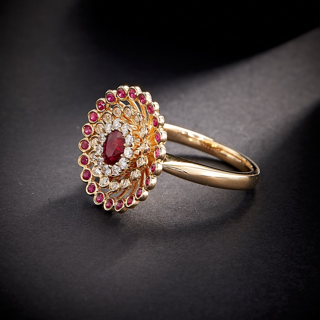 14k Gold 0.70 Ctw Natural Ruby & Diamond Ring - 3