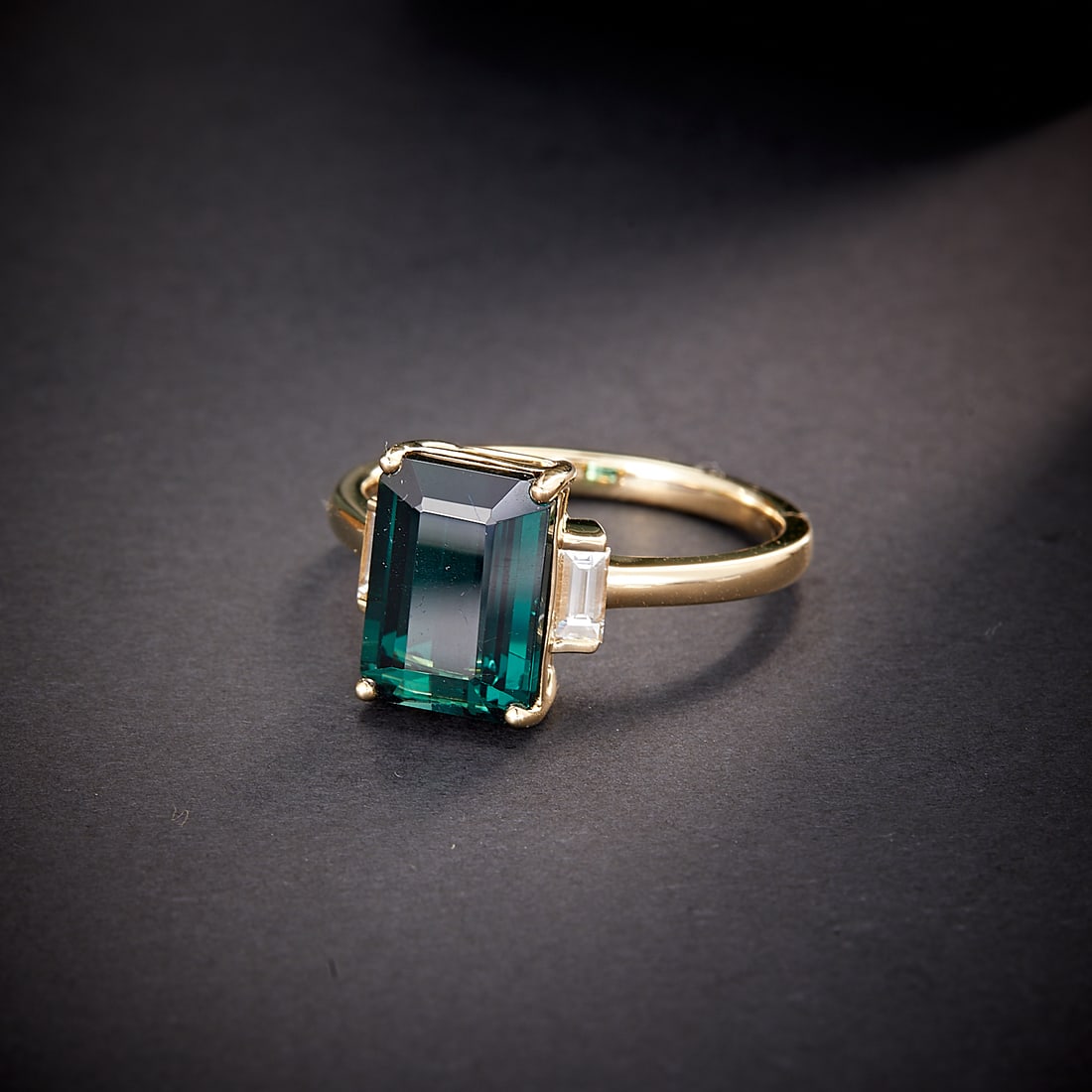 14k Gold 3.35 Ct Natural Tourmaline & Diamond Ring - 2