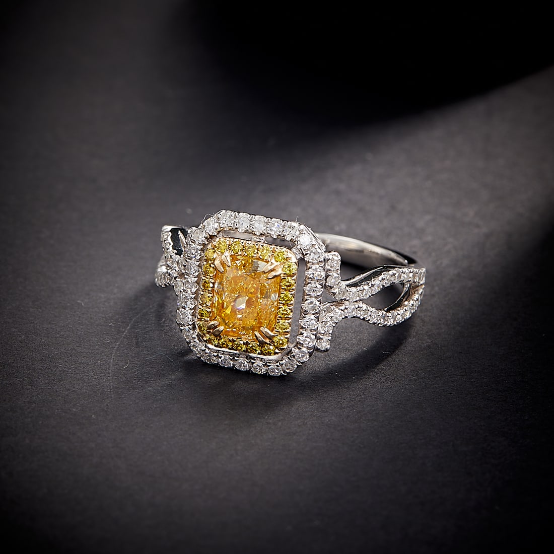 14k Gold 1.76 Ctw Natural Yellow Diamond & Diamond Ring - 2
