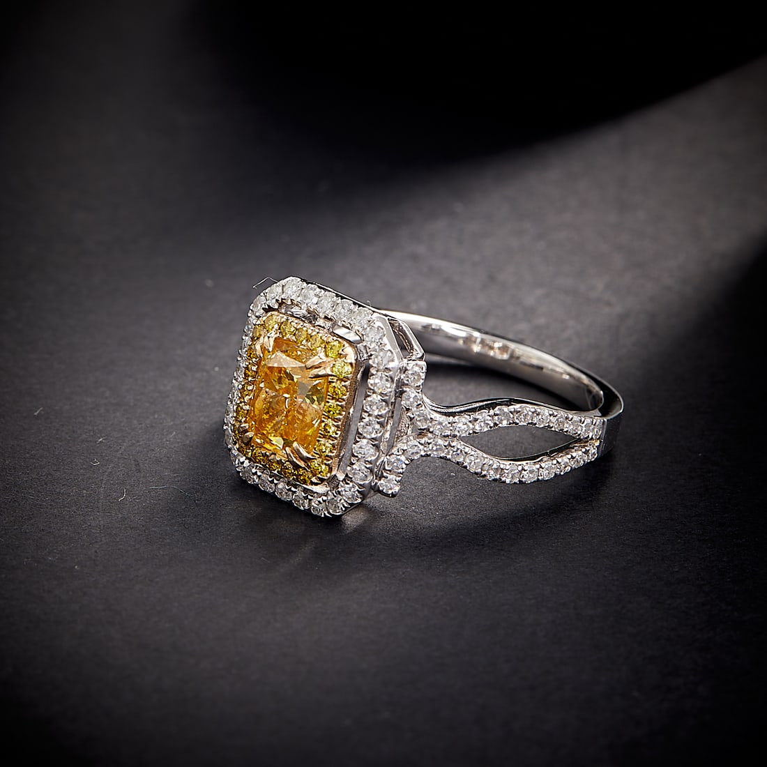 14k Gold 1.76 Ctw Natural Yellow Diamond & Diamond Ring - 3