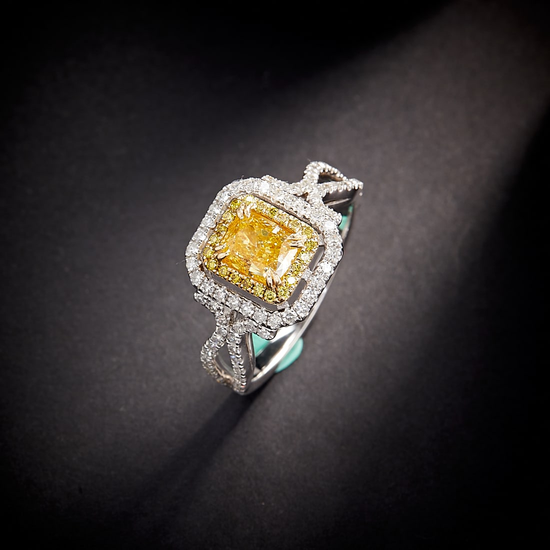 14k Gold 1.76 Ctw Natural Yellow Diamond & Diamond Ring - 6