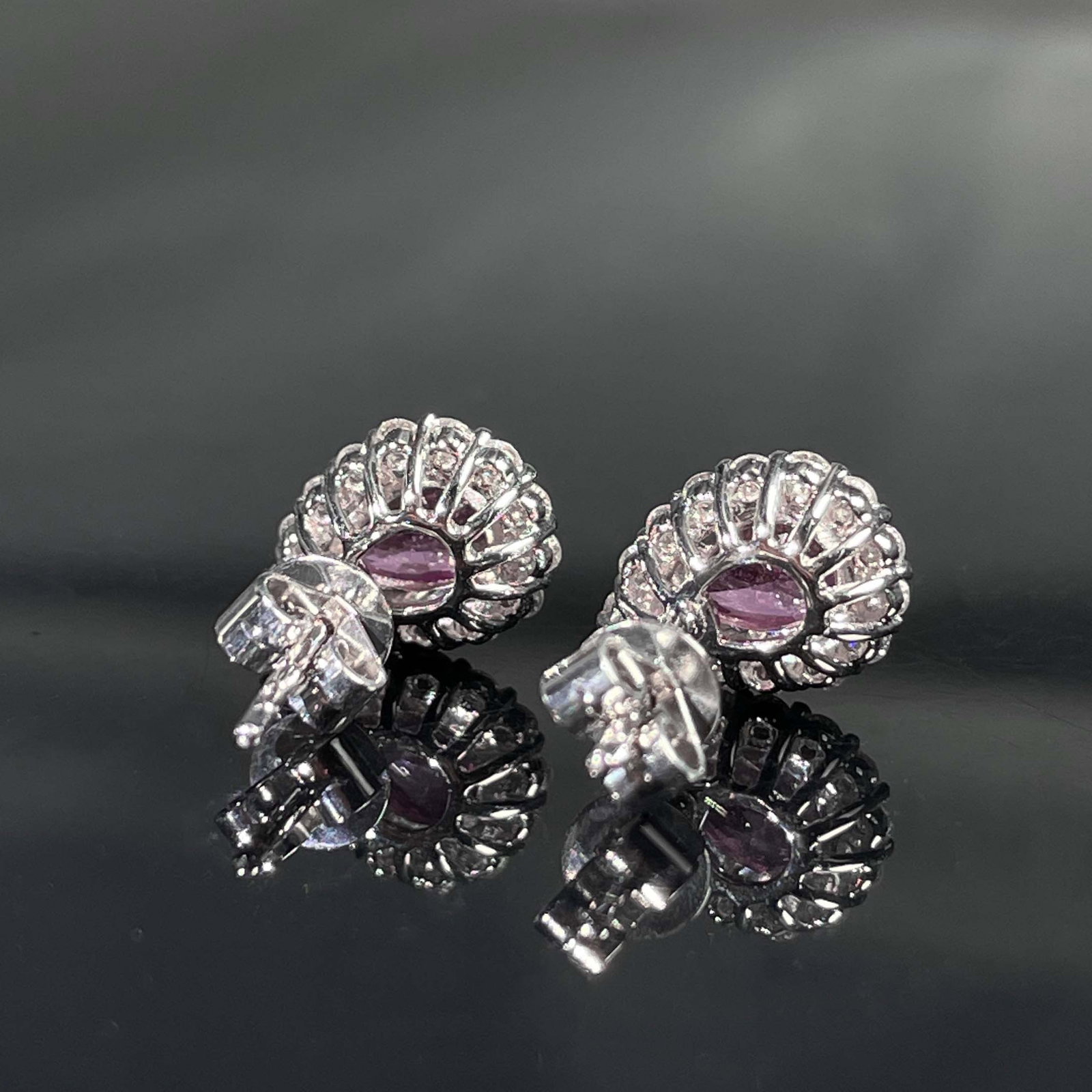 14k Gold 1.38 Ctw Natural Padparadscha Sapphire & Diamond Earrings - 2