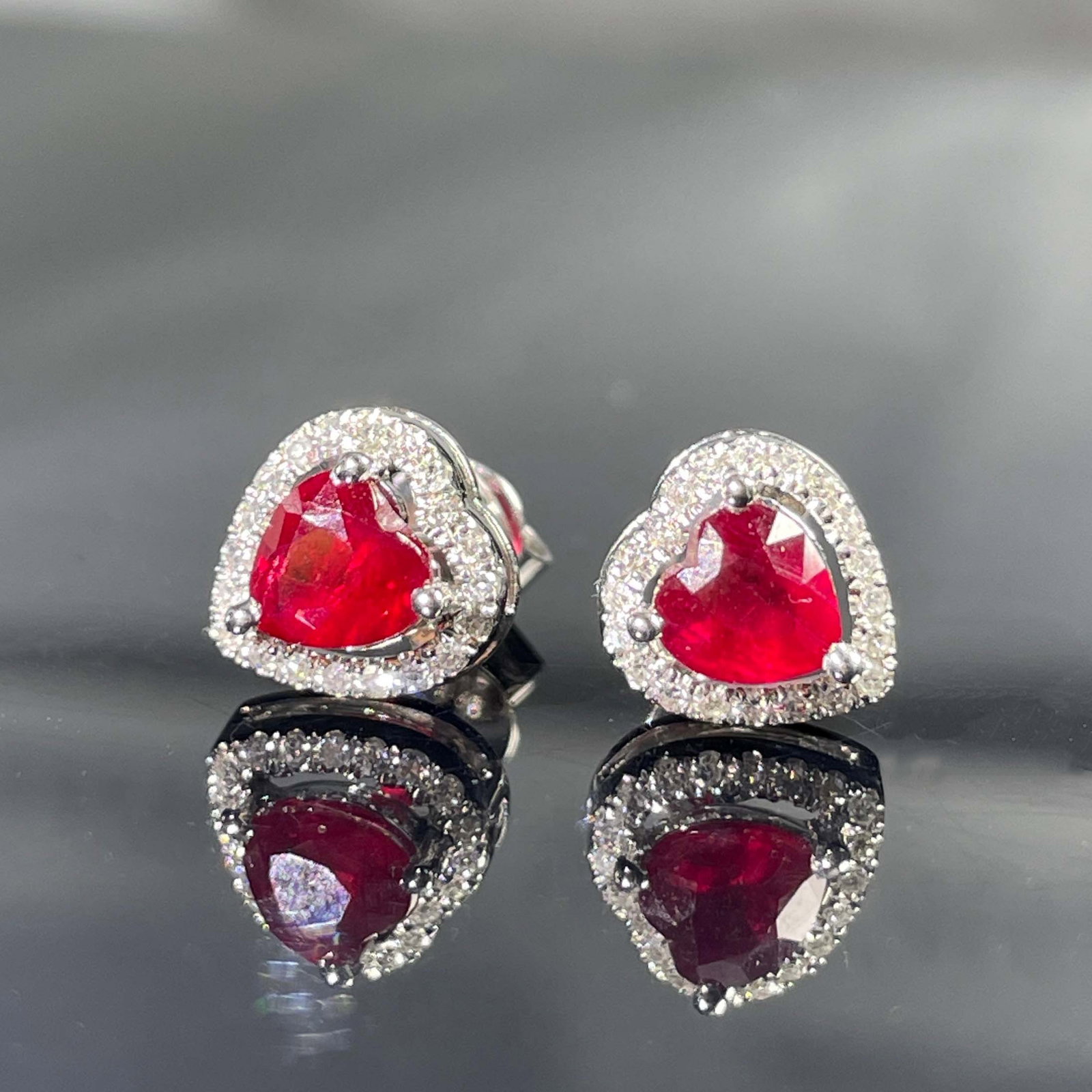 14k Gold 1.15 Ctw Natural Ruby & Diamond Earrings - 2