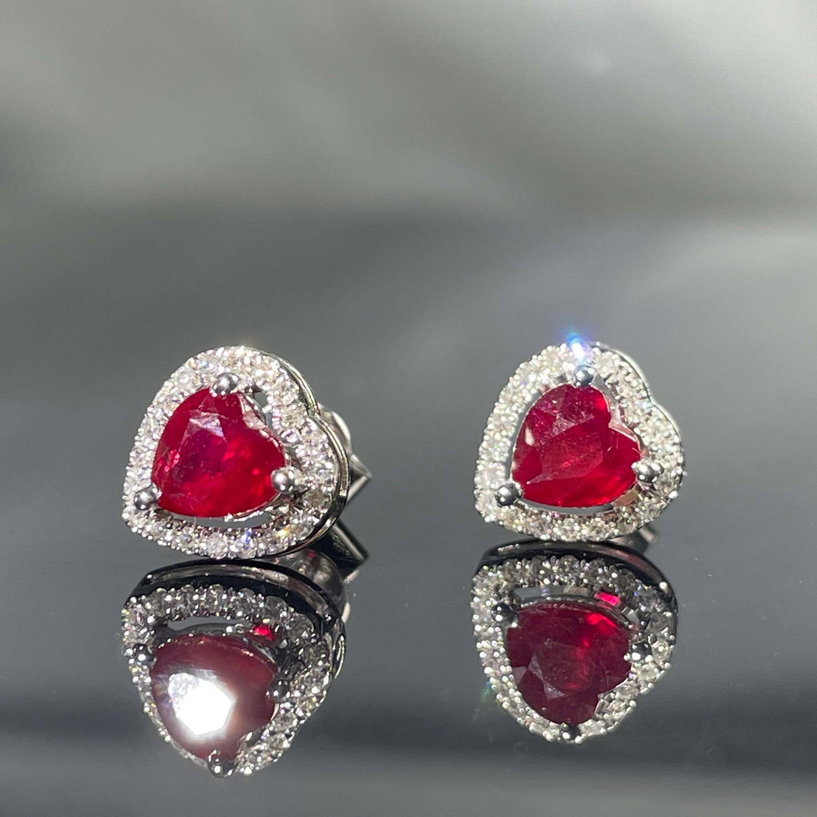 14k Gold 1.15 Ctw Natural Ruby & Diamond Earrings - 3