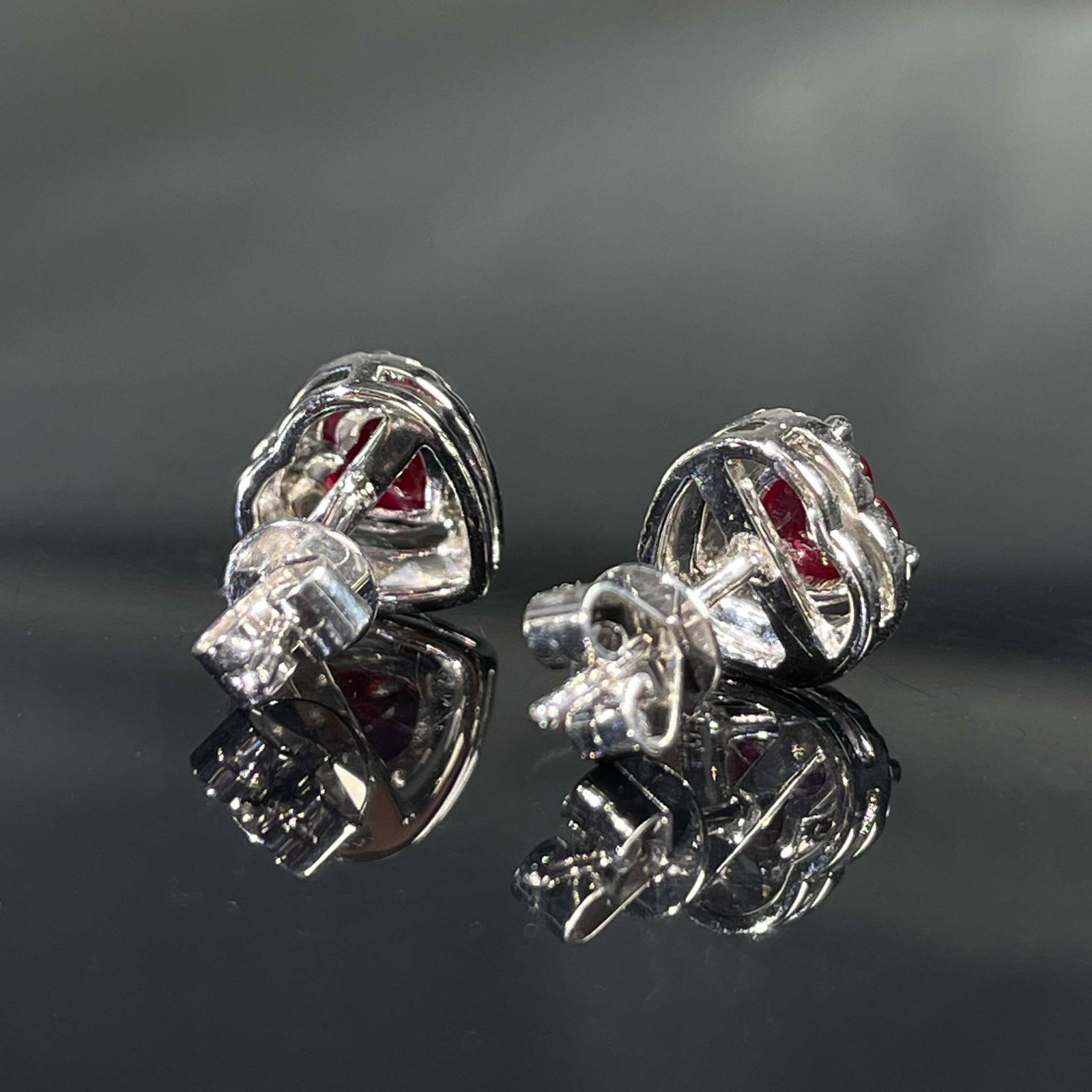 14k Gold 1.15 Ctw Natural Ruby & Diamond Earrings - 4